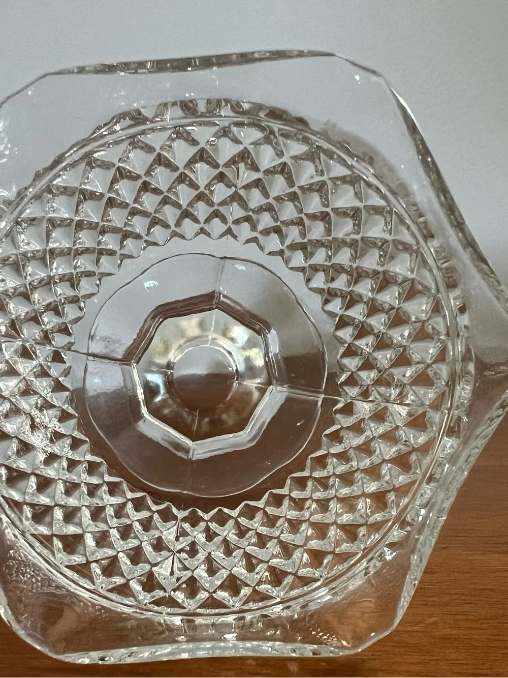 Indiana Glass Clear Diamond Pattern Candle Bowl